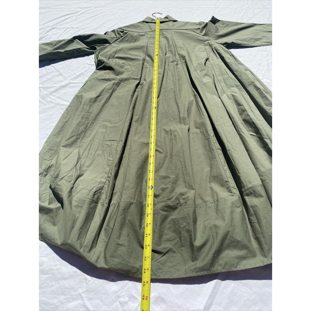 Sens Uniq Paris Dress Olive Balloon/Blouson 3/4 Sleeve Can Add Belt Size See Pic - Picture 5 of 6